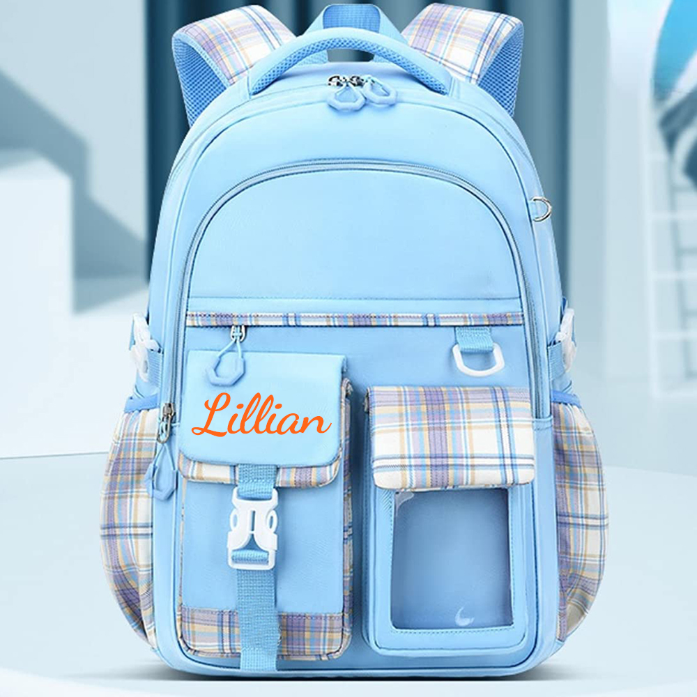 Personalized Plaid Spine Protection Large Capacity School Backpack