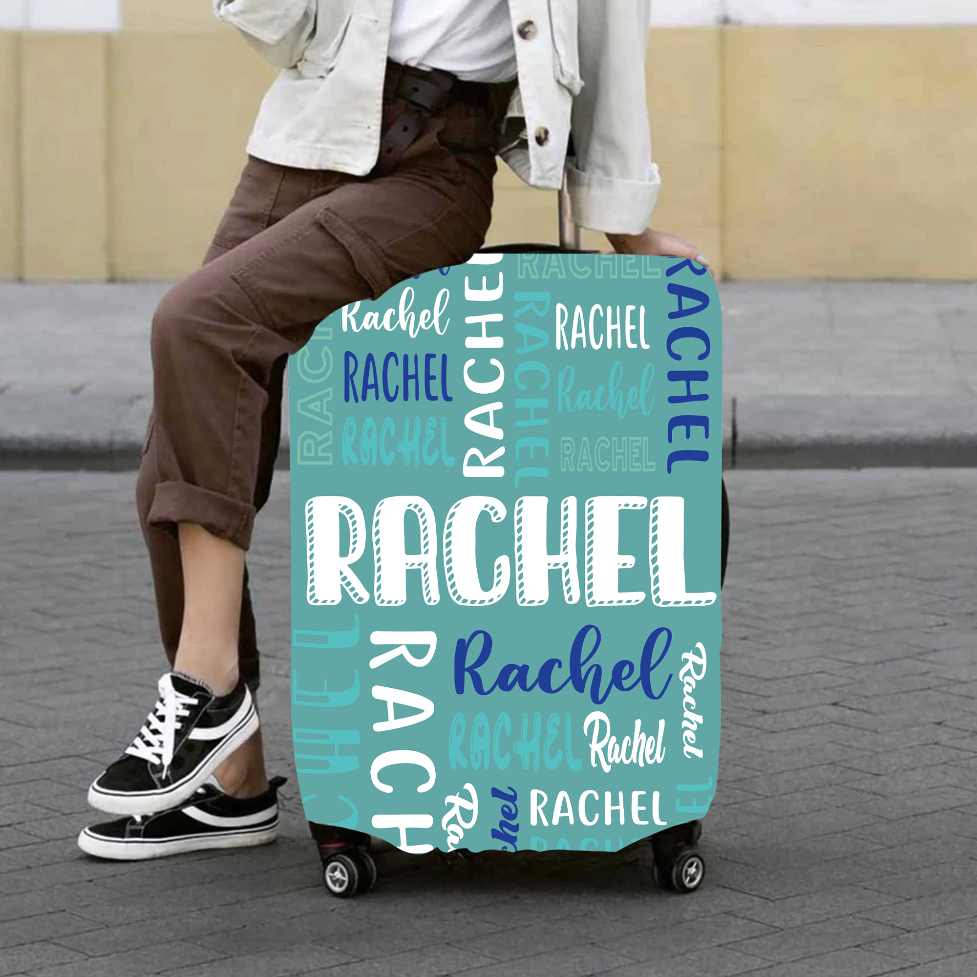 Personalized Original Monogram High-elastic Suitcase Protector Luggage Cover