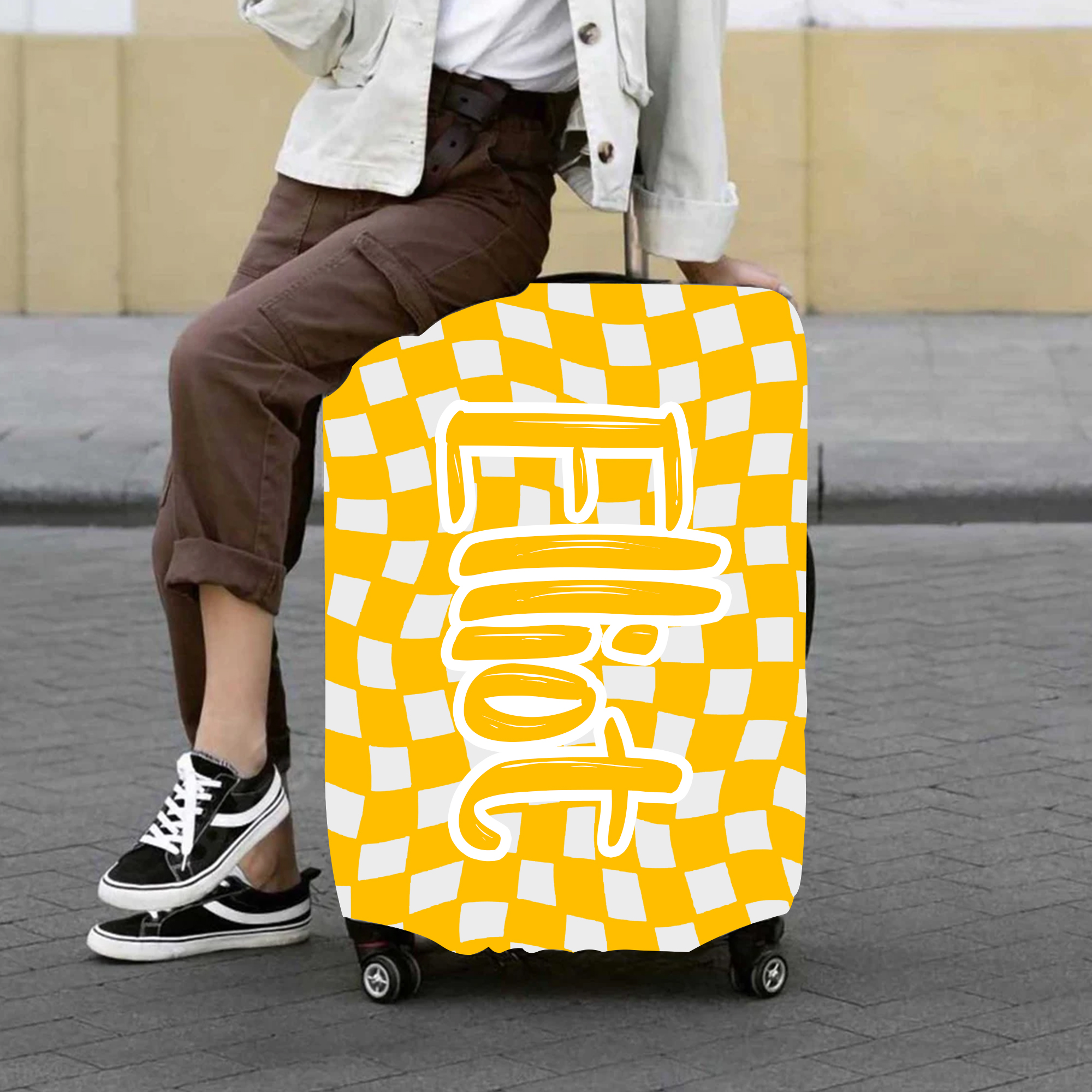 Personalized Original Checker High-elastic Suitcase Protector Luggage Cover