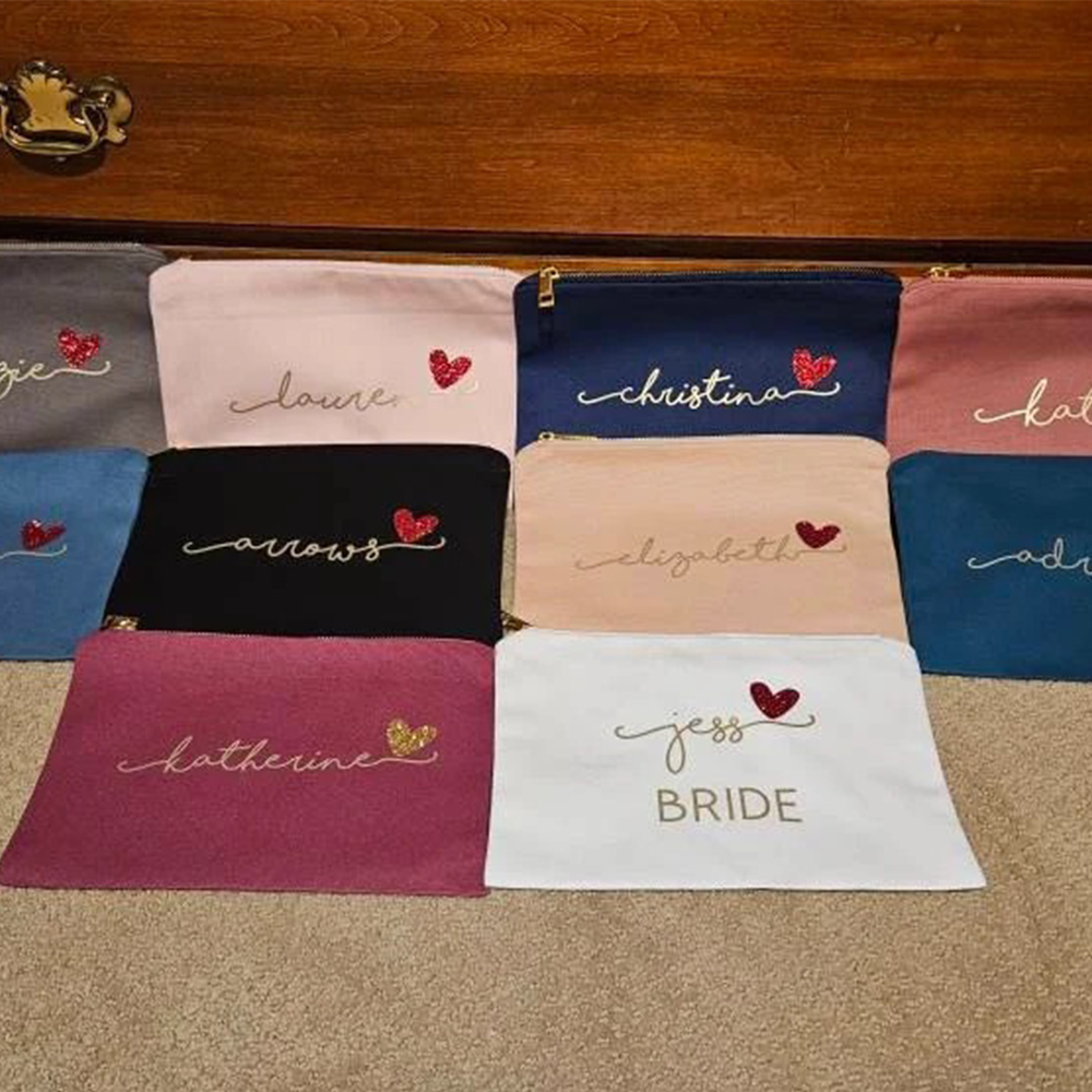 Personalized Multicolor Canvas Portable Makeup Bags