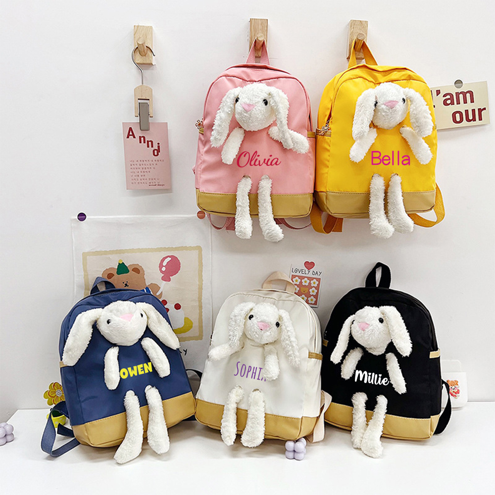 Personalized Kids Lovely Bunny Plush School Backpack