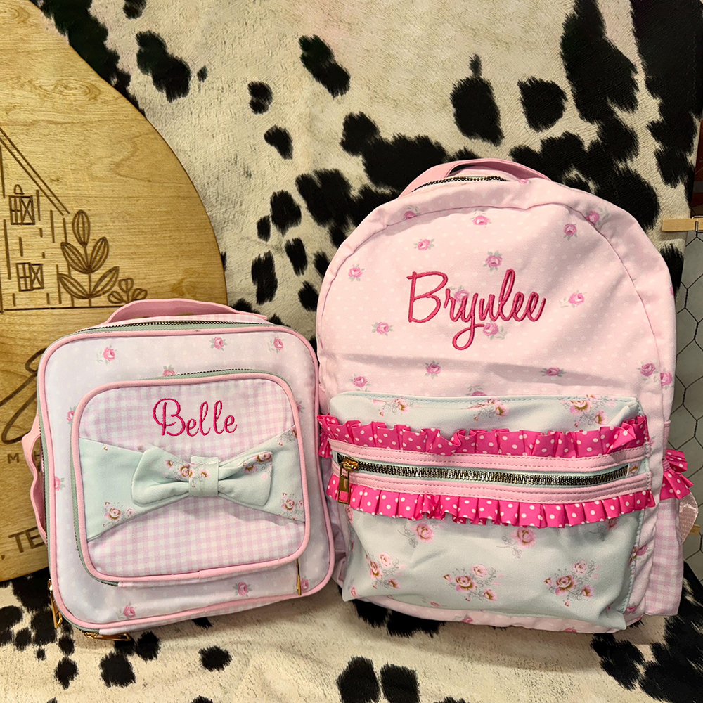 Personalized Embroidery Sweet Pink Floral Lunch Bag