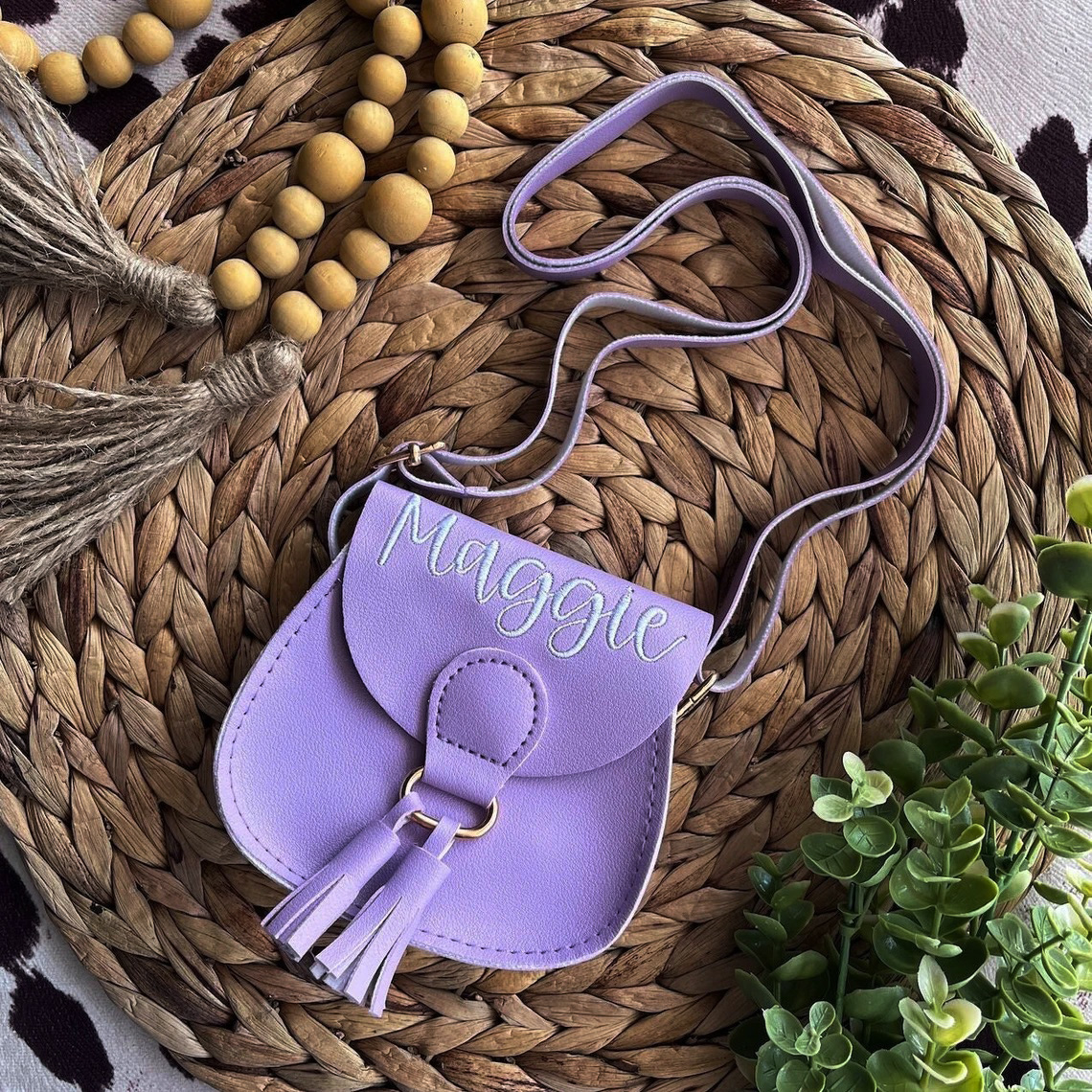 Personalized Embroidery Girls Color Tassel Purse