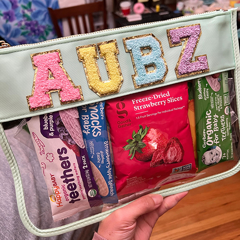 Personalized Chenille Patch Clear Pouch Cosmetic Bag