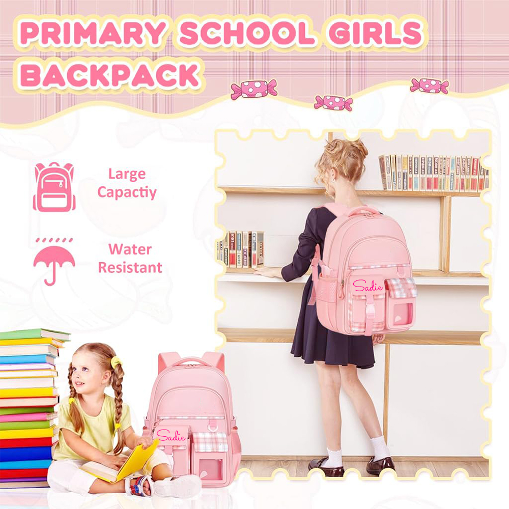 Personalized Plaid Spine Protection Large Capacity School Backpack