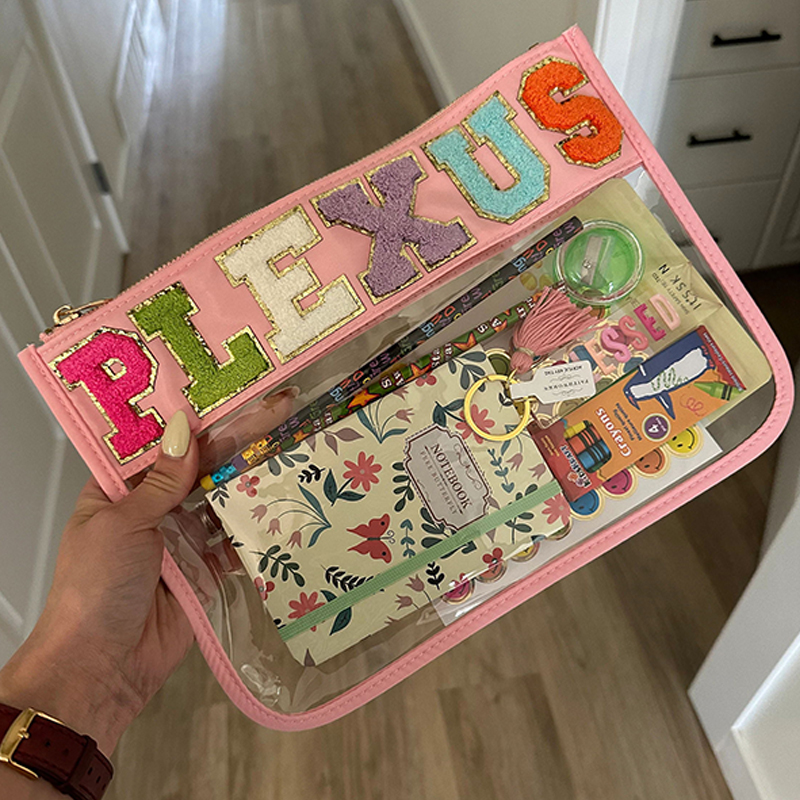 Personalized Chenille Patch Clear Pouch Cosmetic Bag