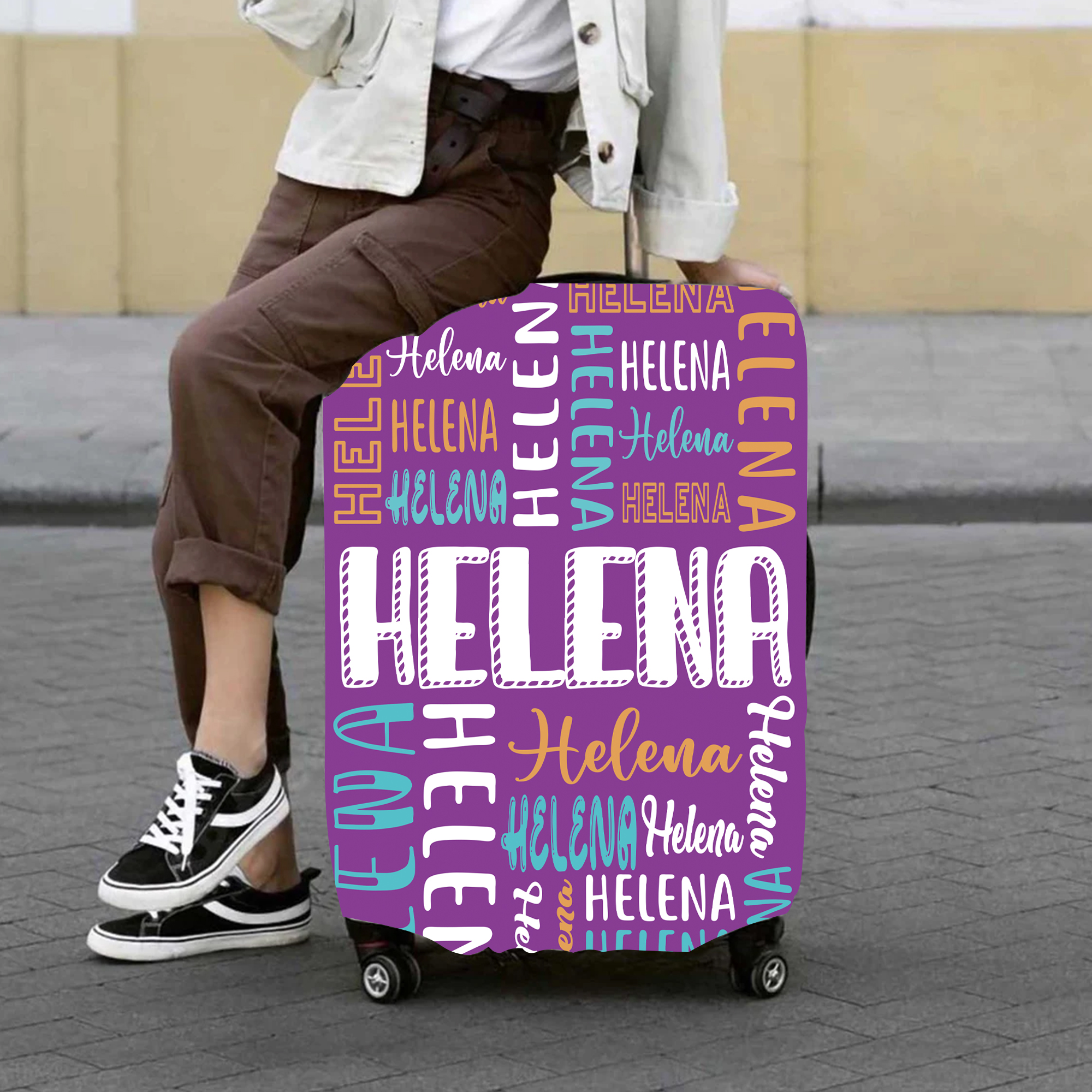 Personalized Original Monogram High-elastic Suitcase Protector Luggage Cover