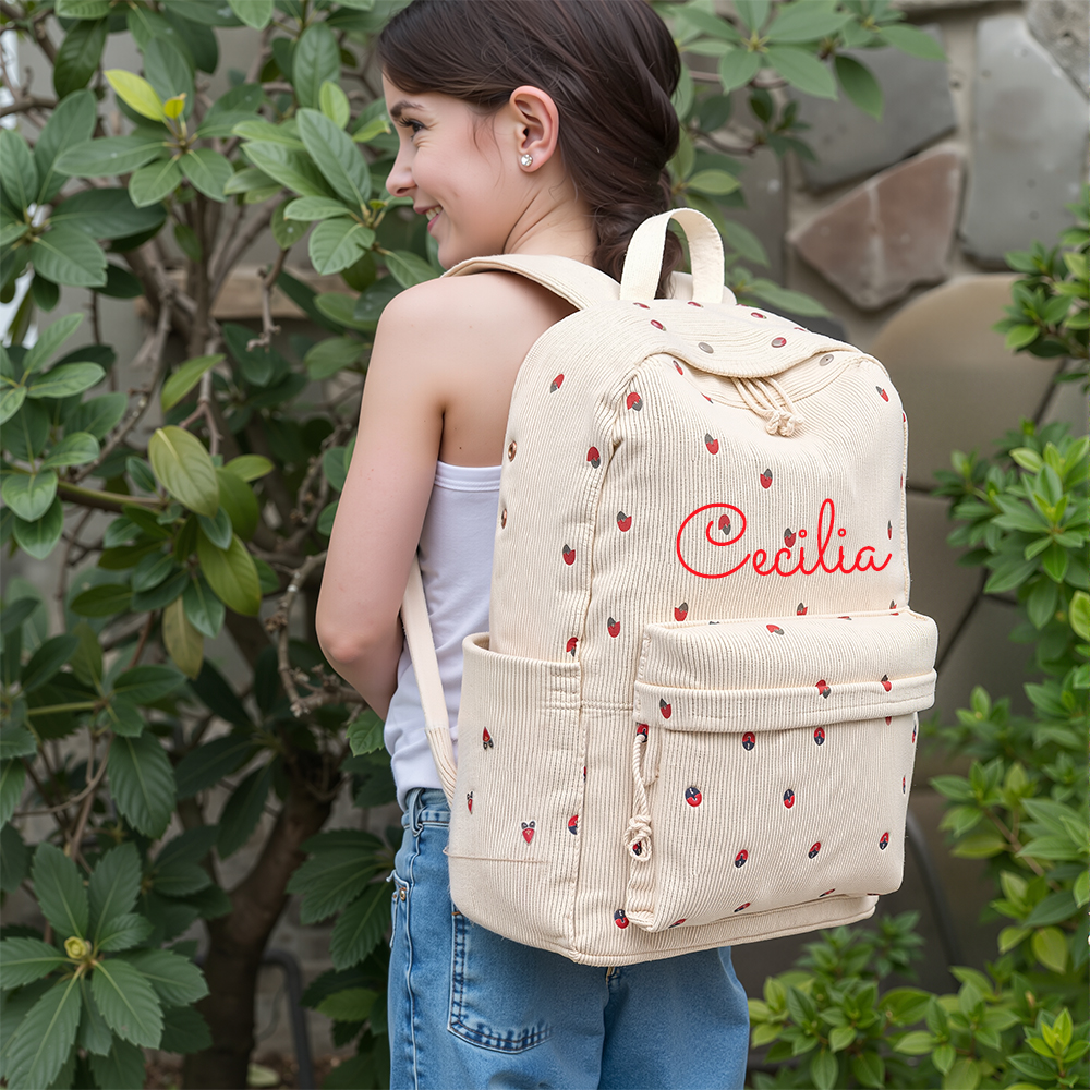 Personalized Lovely Corduroy 3 In 1 School Backpack