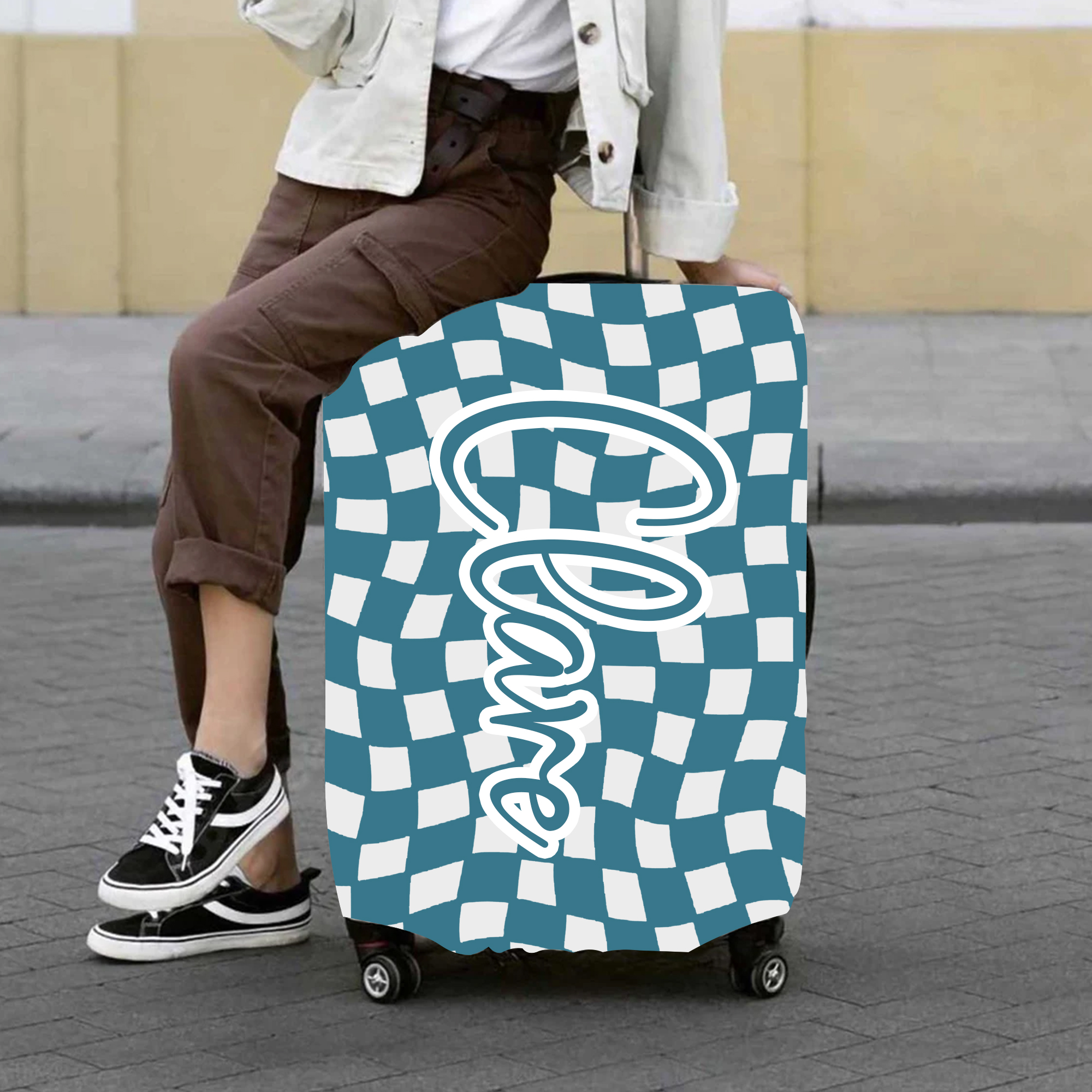 Personalized Original Checker High-elastic Suitcase Protector Luggage Cover