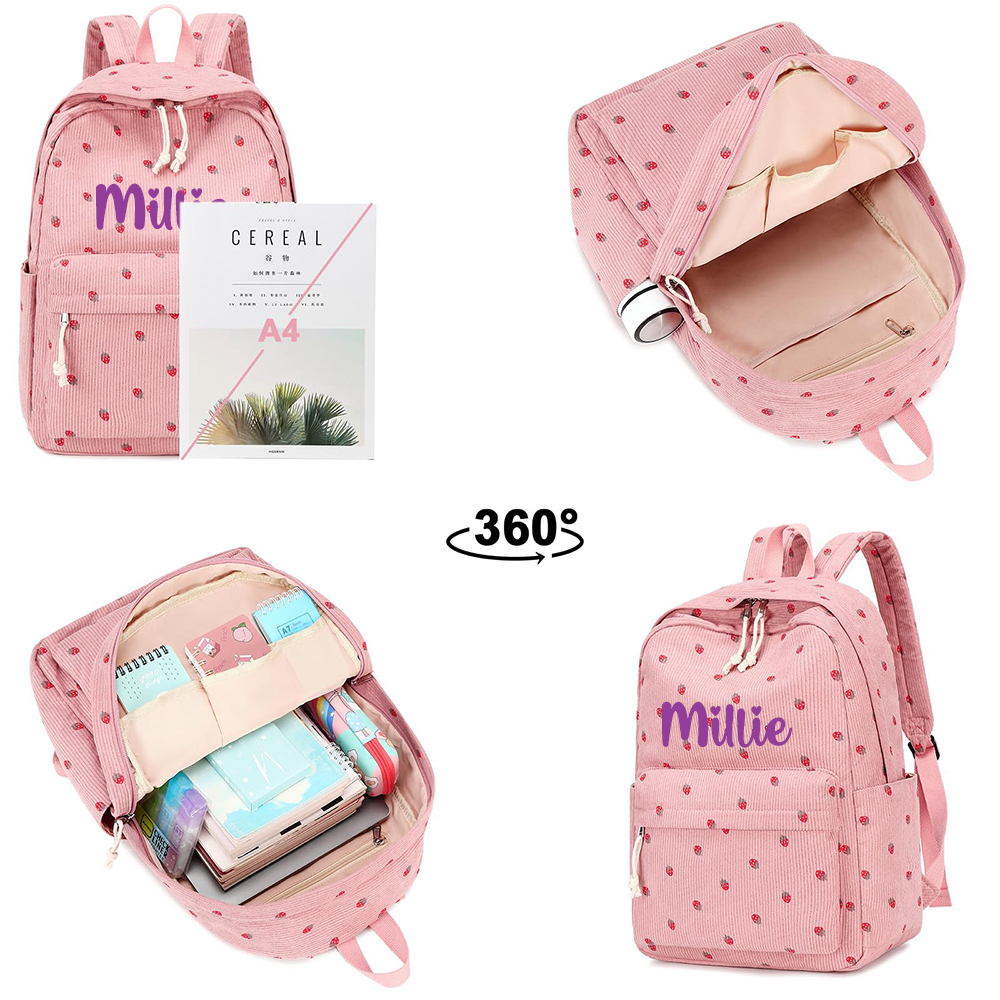 Personalized Lovely Corduroy 3 In 1 School Backpack