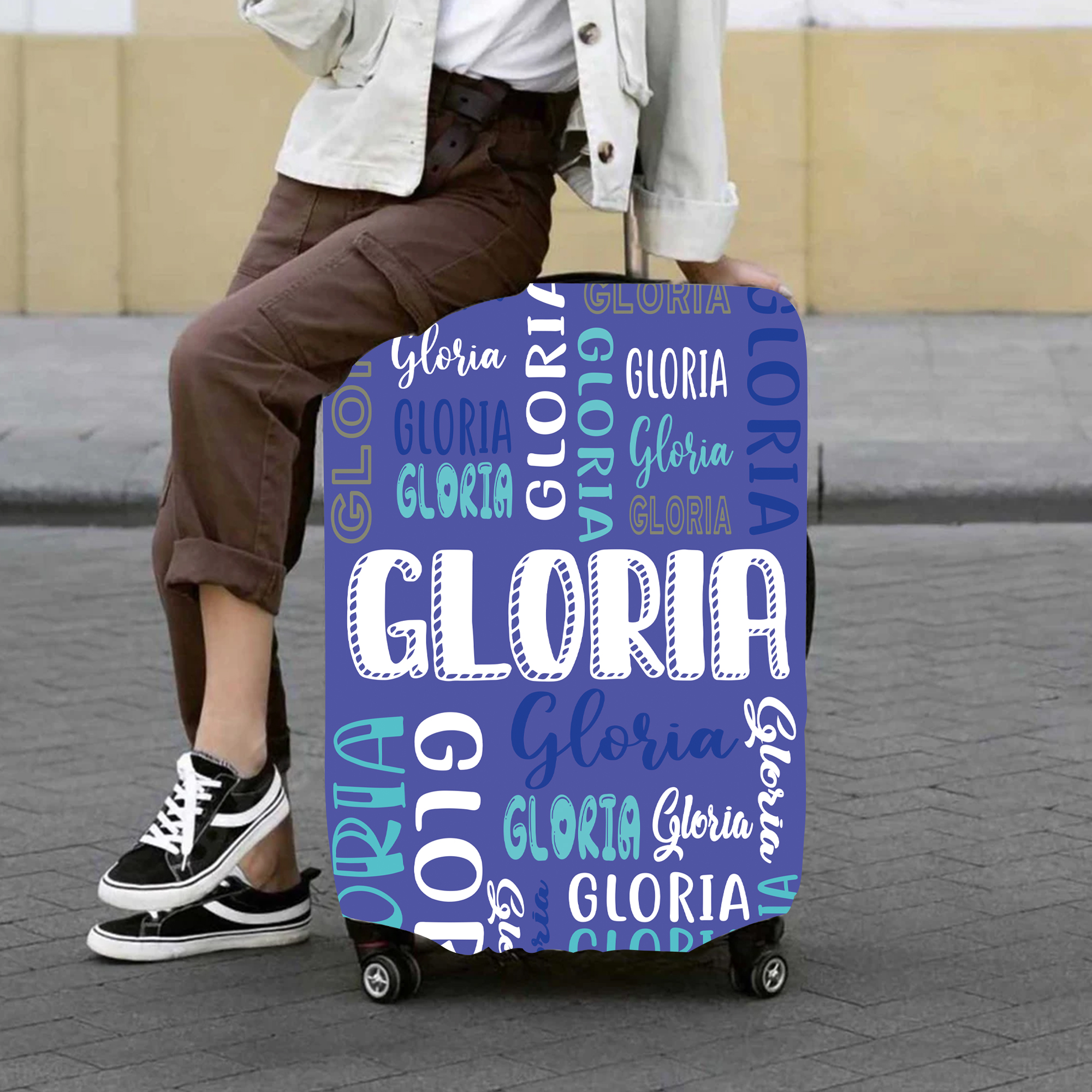 Personalized Original Monogram High-elastic Suitcase Protector Luggage Cover