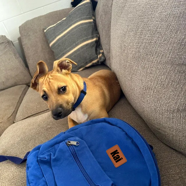 Personalized Leather Patch Kid Canvas Backpack