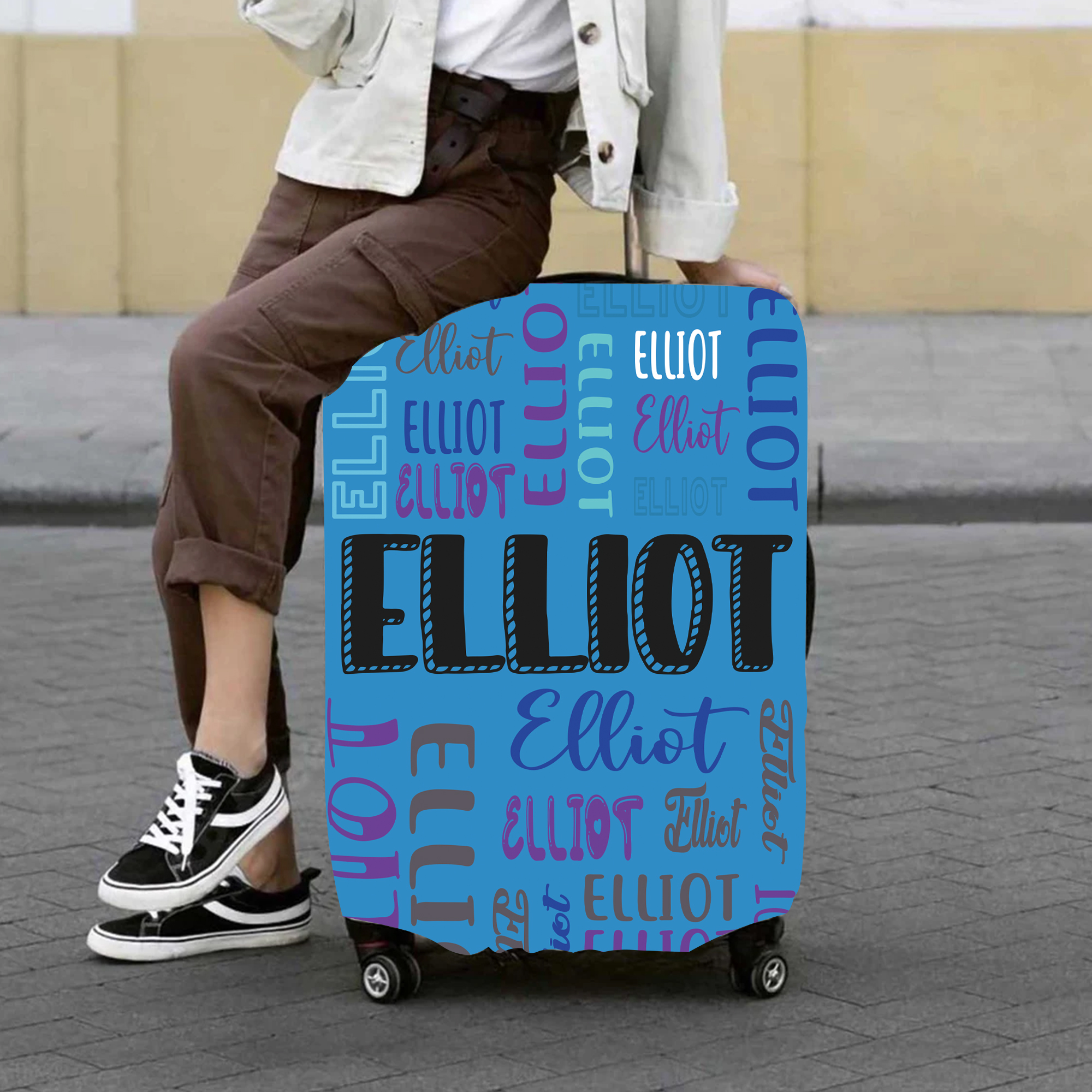 Personalized Original Monogram High-elastic Suitcase Protector Luggage Cover