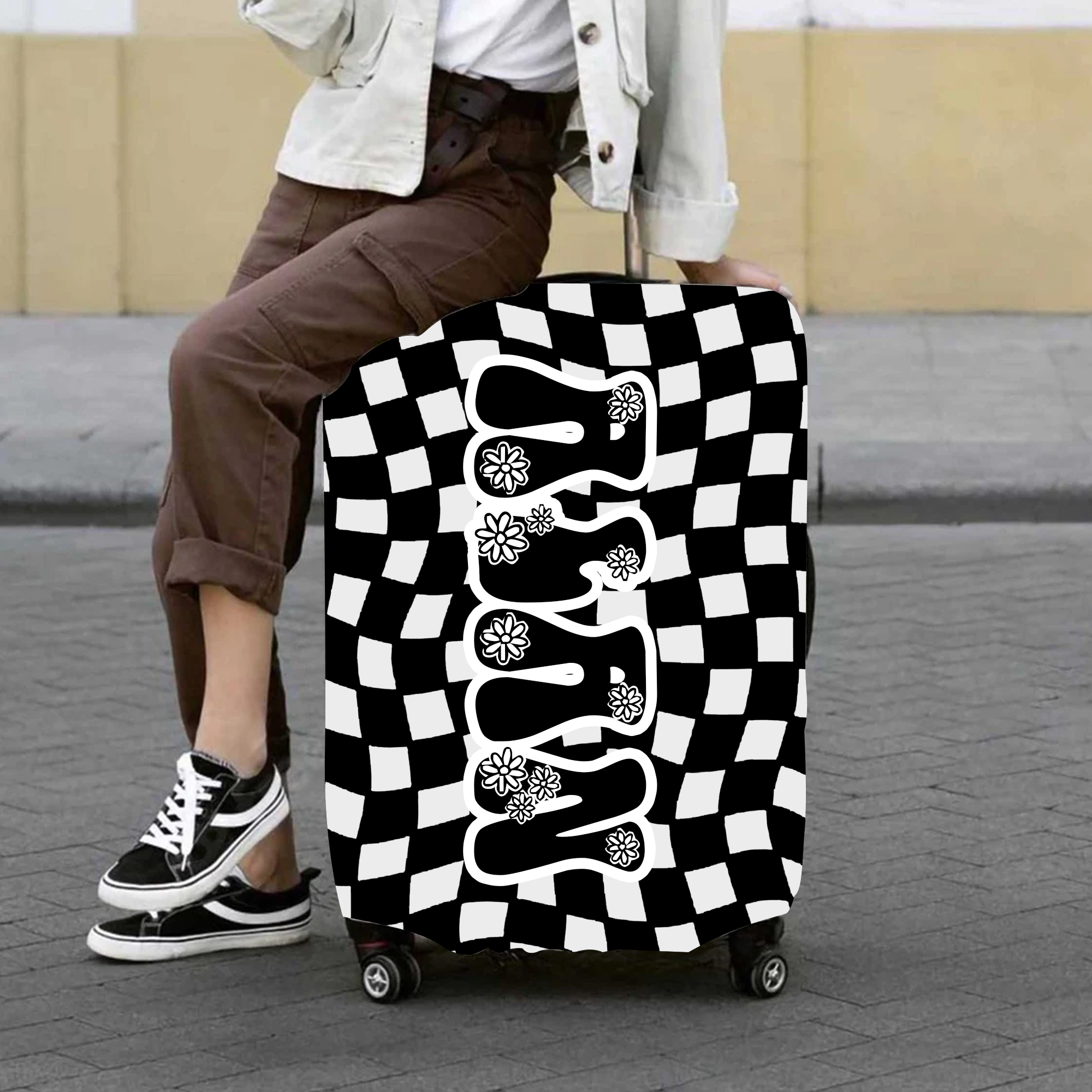 Personalized Original Checker High-elastic Suitcase Protector Luggage Cover