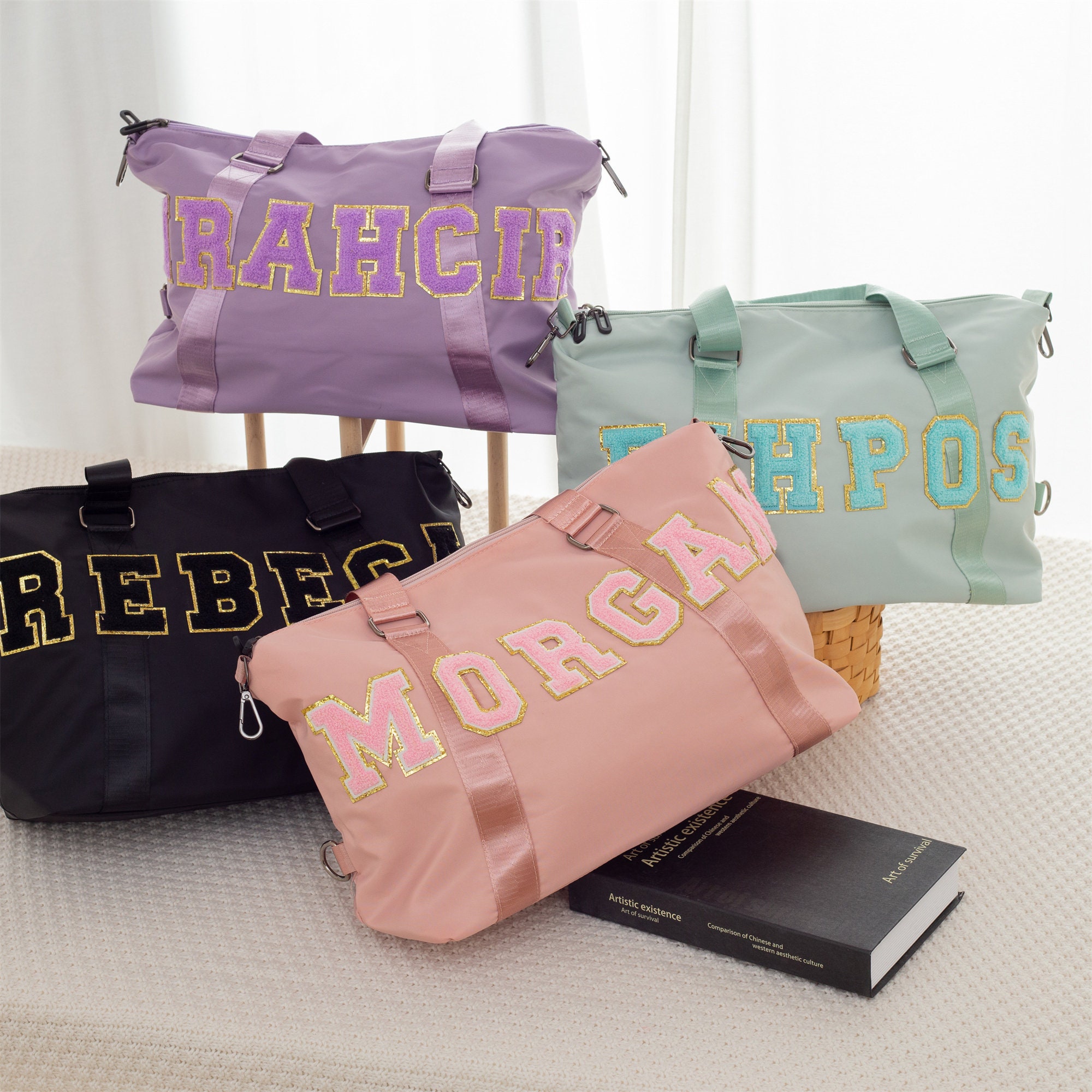 Personalized Chenille Letter Water Proof Duffle Bag