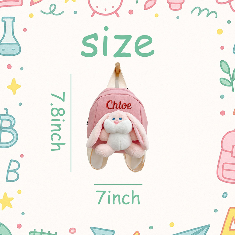 Personalized Kids Soft Cuddly Plush Bunny School Backpack