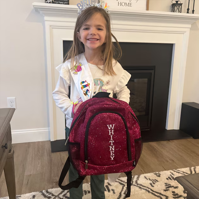 Personalized Embroidery Kid Glitter Backpack