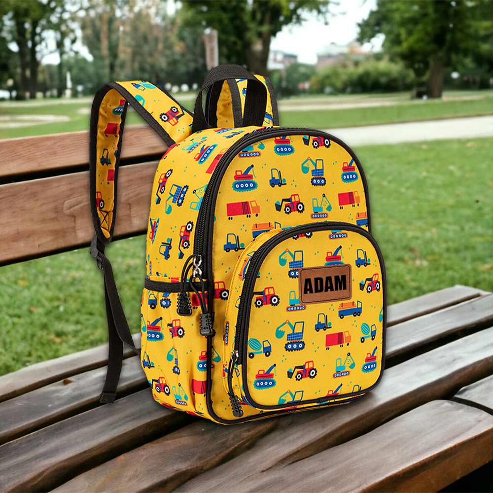 Personalized Leather Patch Kids Cute Back to School Backpack