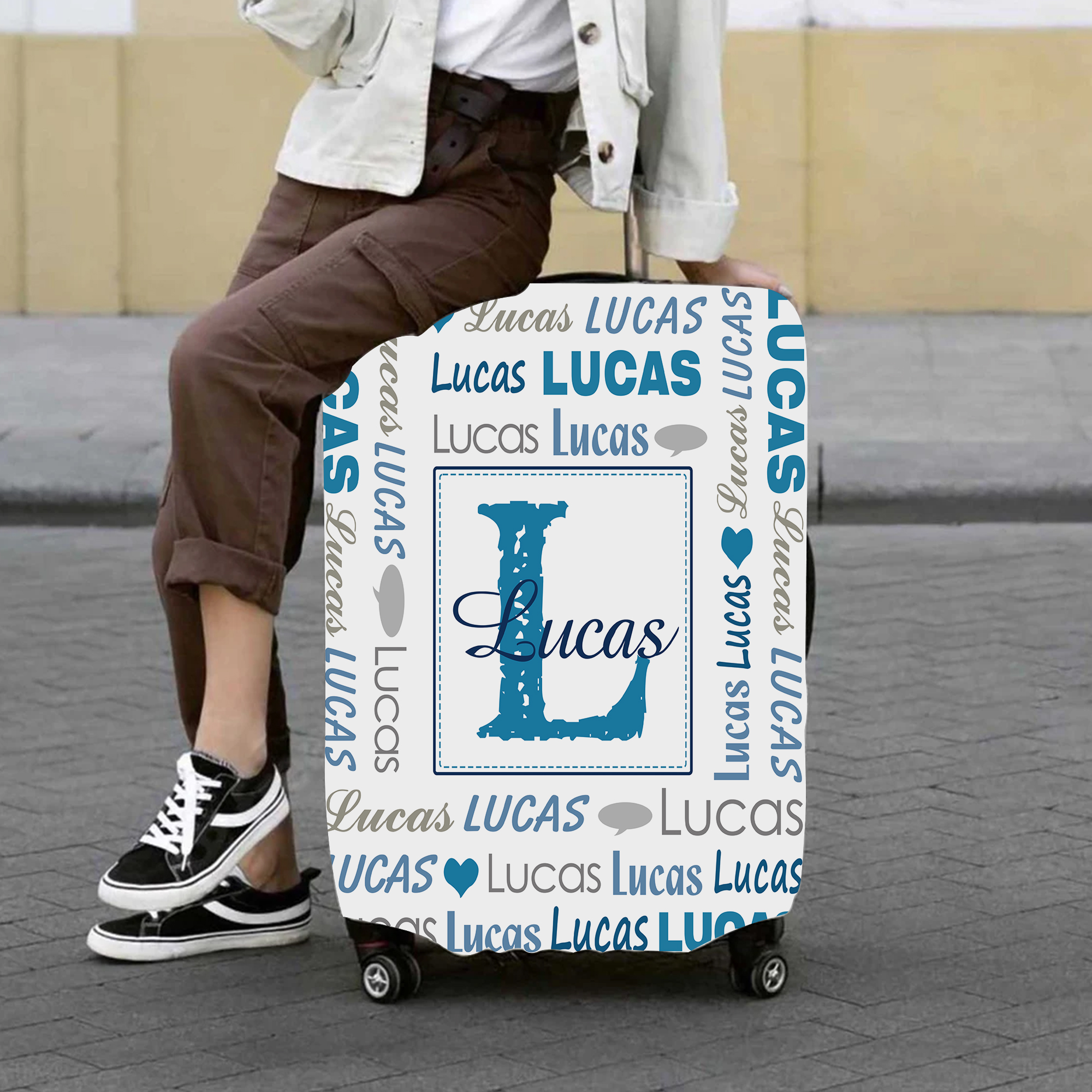 Personalized Monogram High-elastic Suitcase Protector Luggage Cover