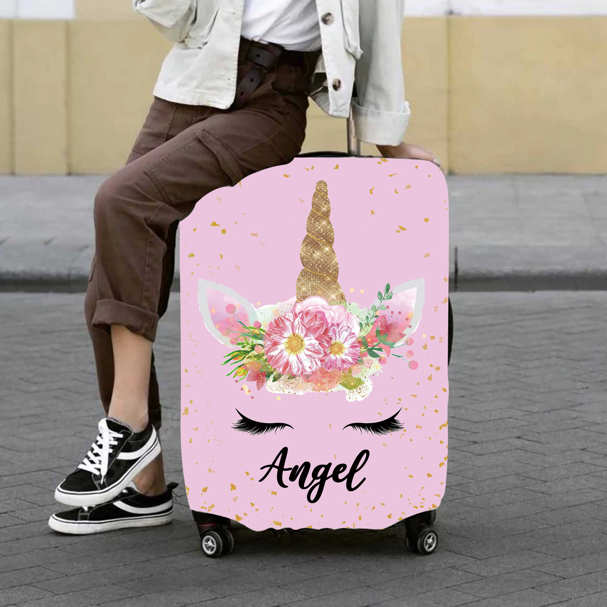 Personalized Lovely Unicorn High-elastic Suitcase Protector Luggage Cover
