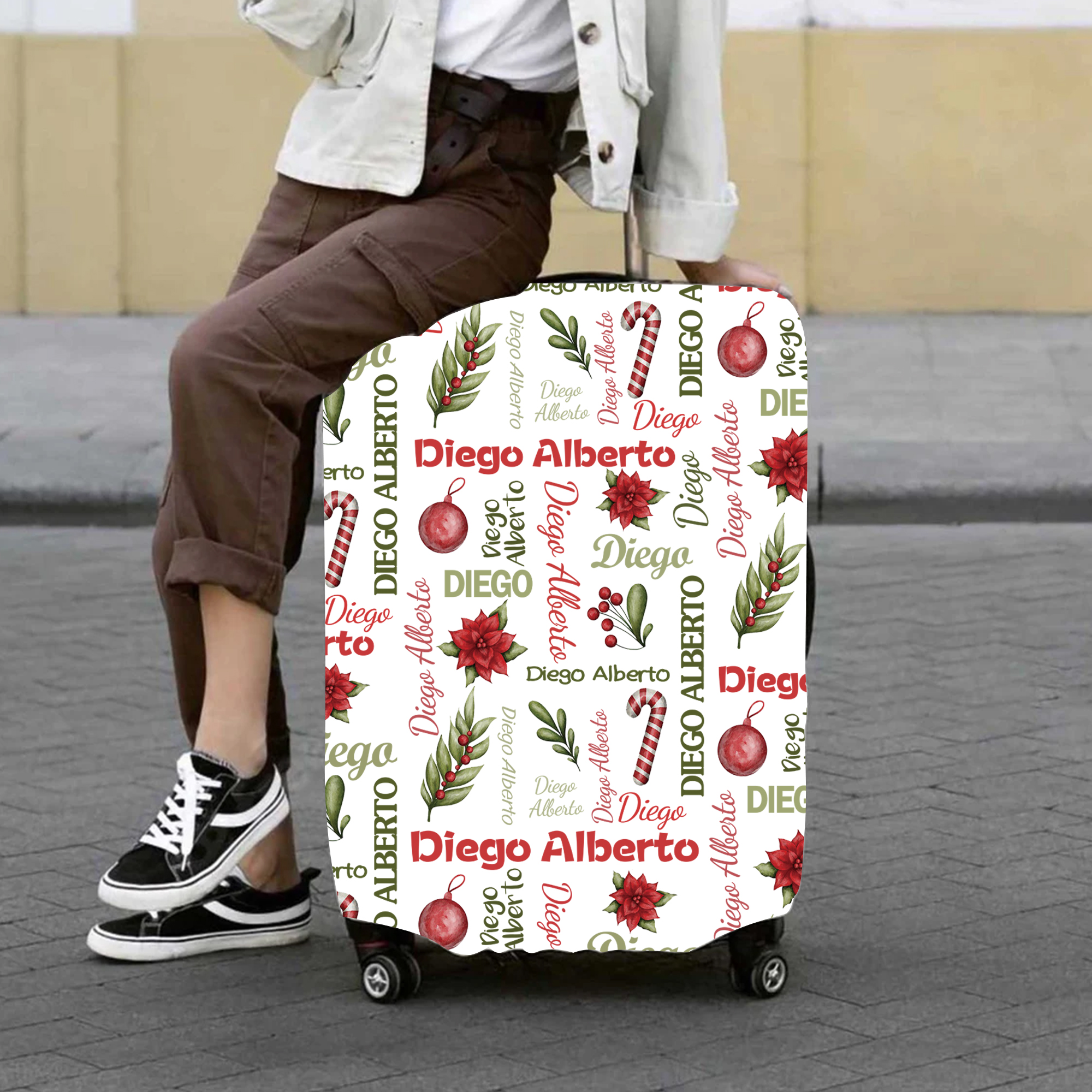 Personalized Christmas High-elastic Suitcase Protector Luggage Cover