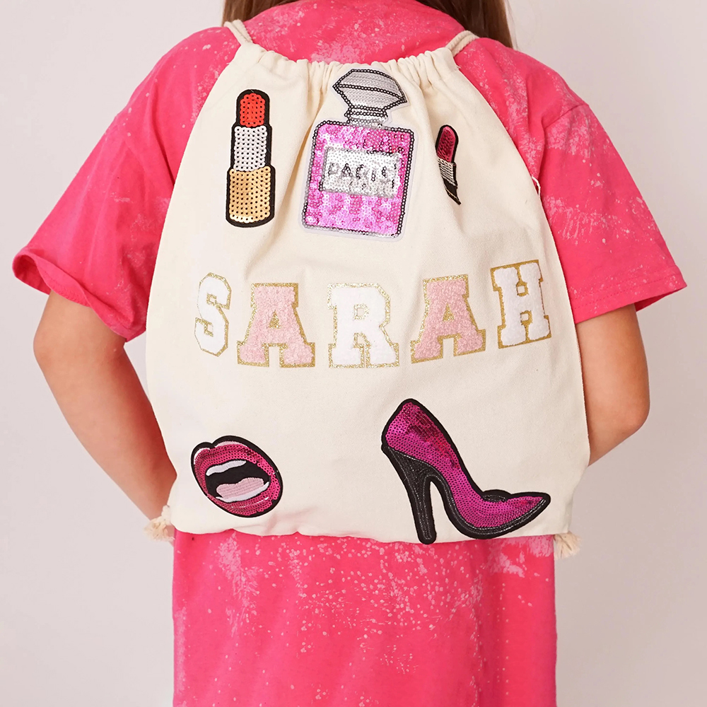 Personalized Chenille Patch Kid Drawstring Bag