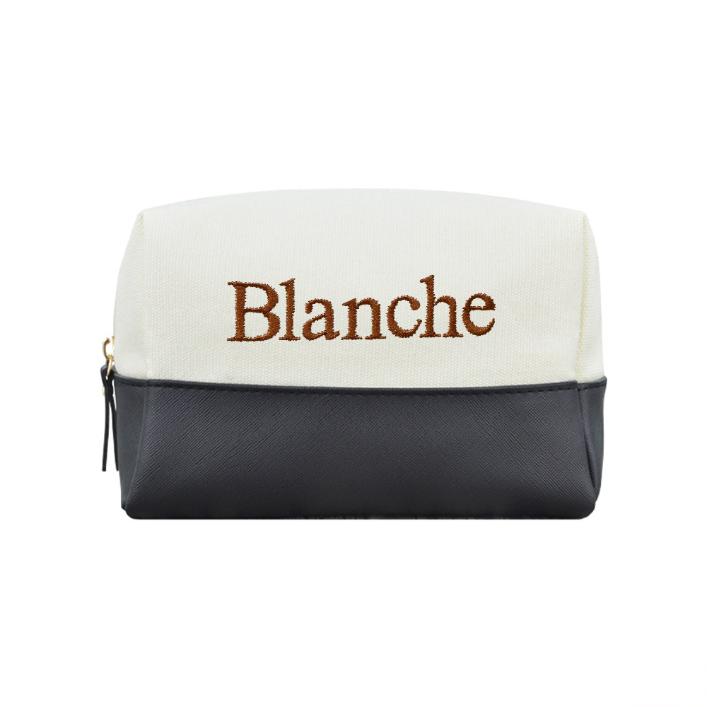 Personalized Embroidery Canvas Portable Makeup Bag