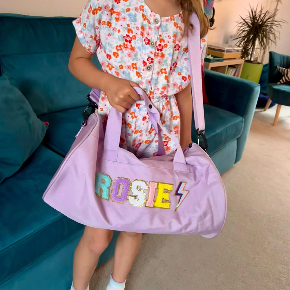 Personalized Chenille Letter Patch Water Proof Duffle Dance Bag