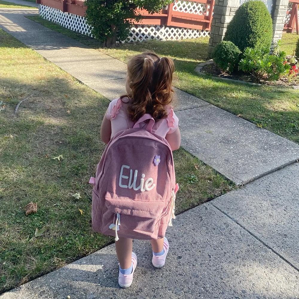 Personalized Knitted Wire Name Floral School Backpack