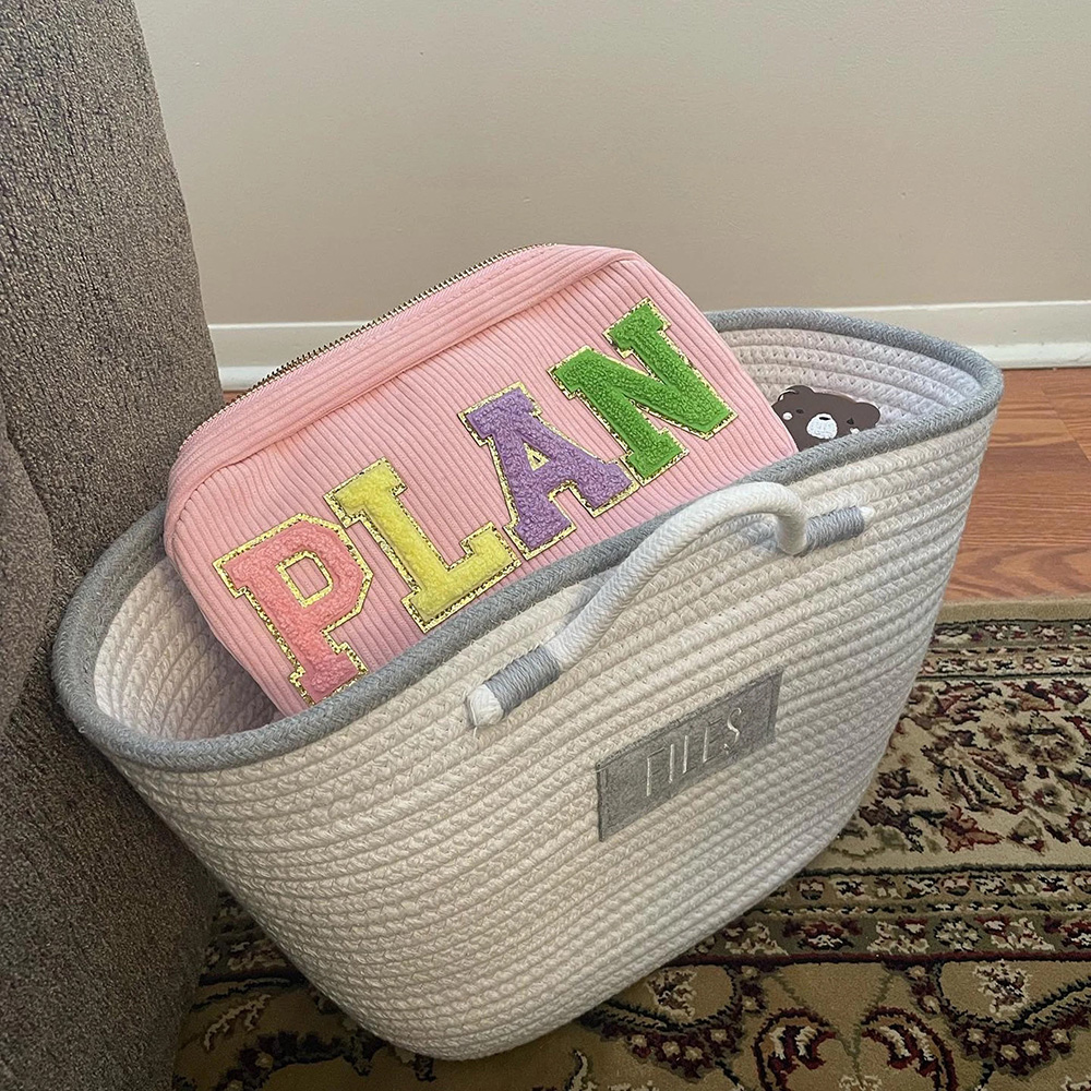 Personalized Chenille Patch Corduroy Travel Toiletry Bag