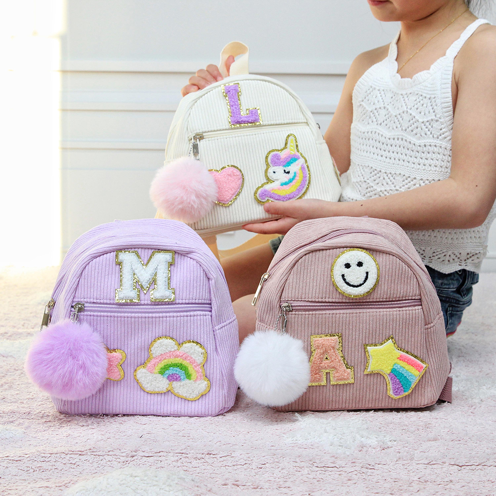 Personalized Varsity Letter Mini Corduroy Backpack