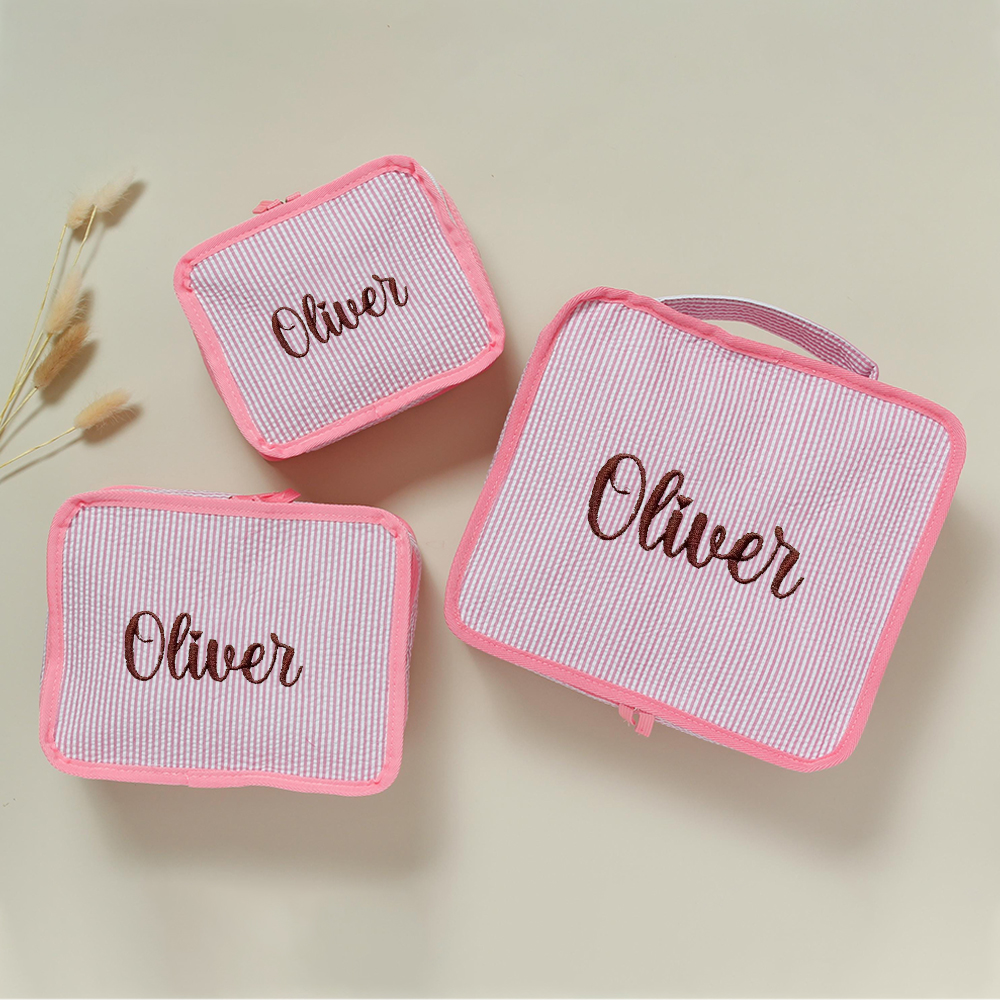 Personalized Embroidery Seersucker Travel Packing Set