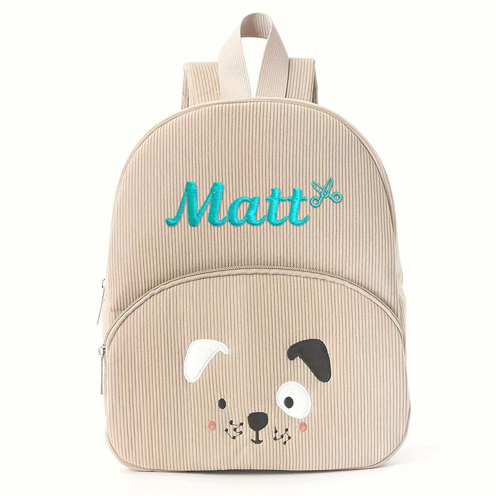 Personalized Embroidery Animals Corduroy Back To School Backpack