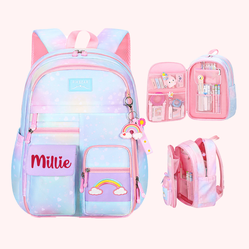Personalized Rainbow Large Capacity School Backpack