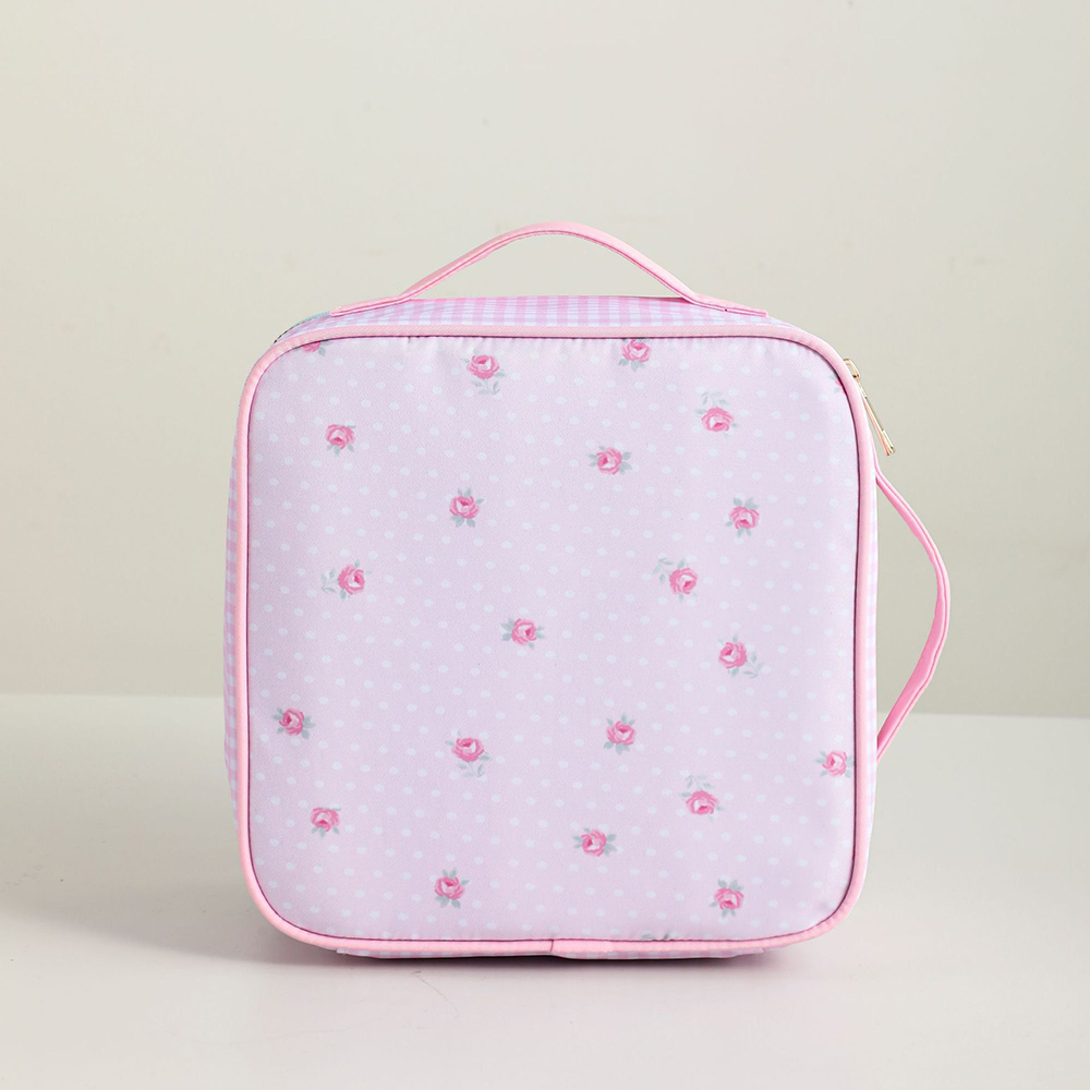 Personalized Embroidery Sweet Pink Floral Lunch Bag