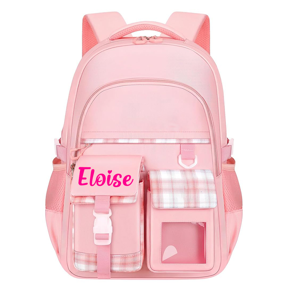 Personalized Plaid Spine Protection Large Capacity School Backpack