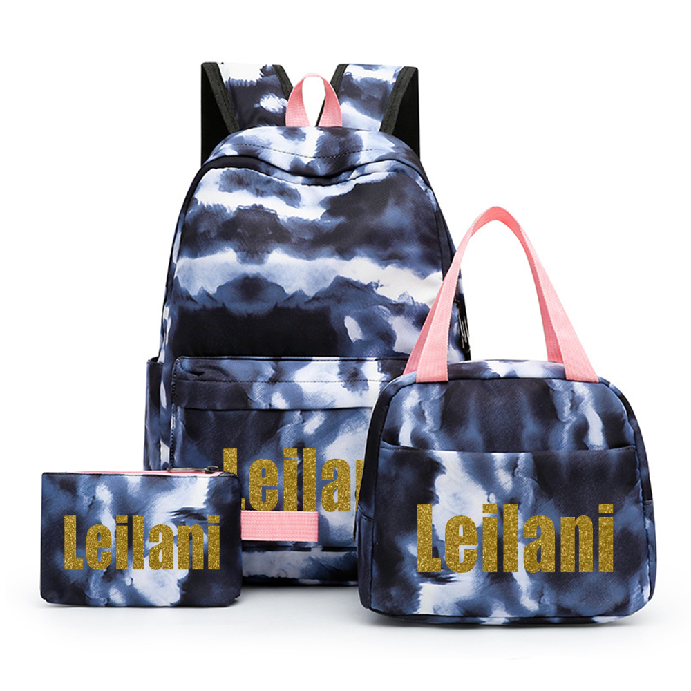 Personalized Colorful Tie-Dye 3 in 1 School Backpack Set