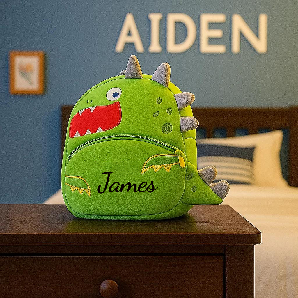 Personalized Cute Green Dinosaur Animals Toddler Backpack