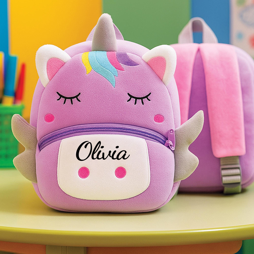 Personalized Cute Purple Unicorn Animals Toddler Backpack