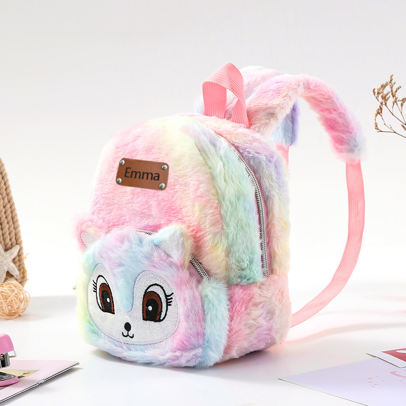 Personalized Embroidery Cute Plush Unicorn Toddler Backpack