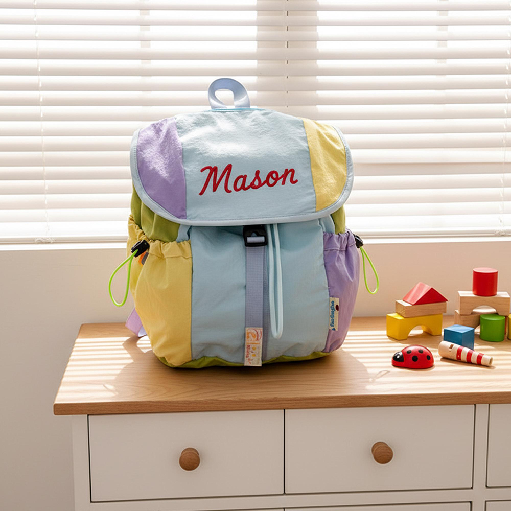 Personalized Embroidery Kids Color Block School Backpack