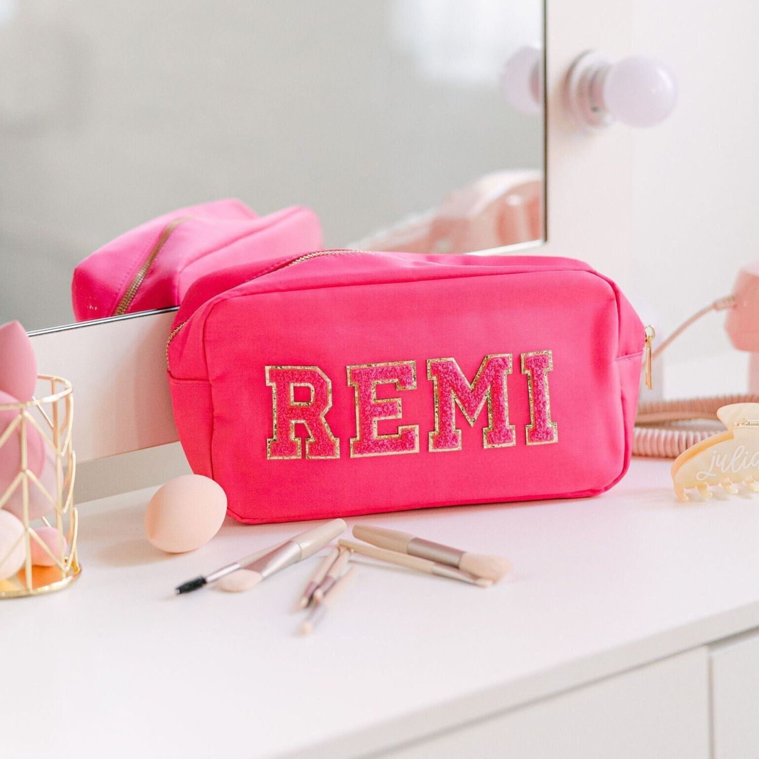 Personalized Varsity Letter Makeup Bag