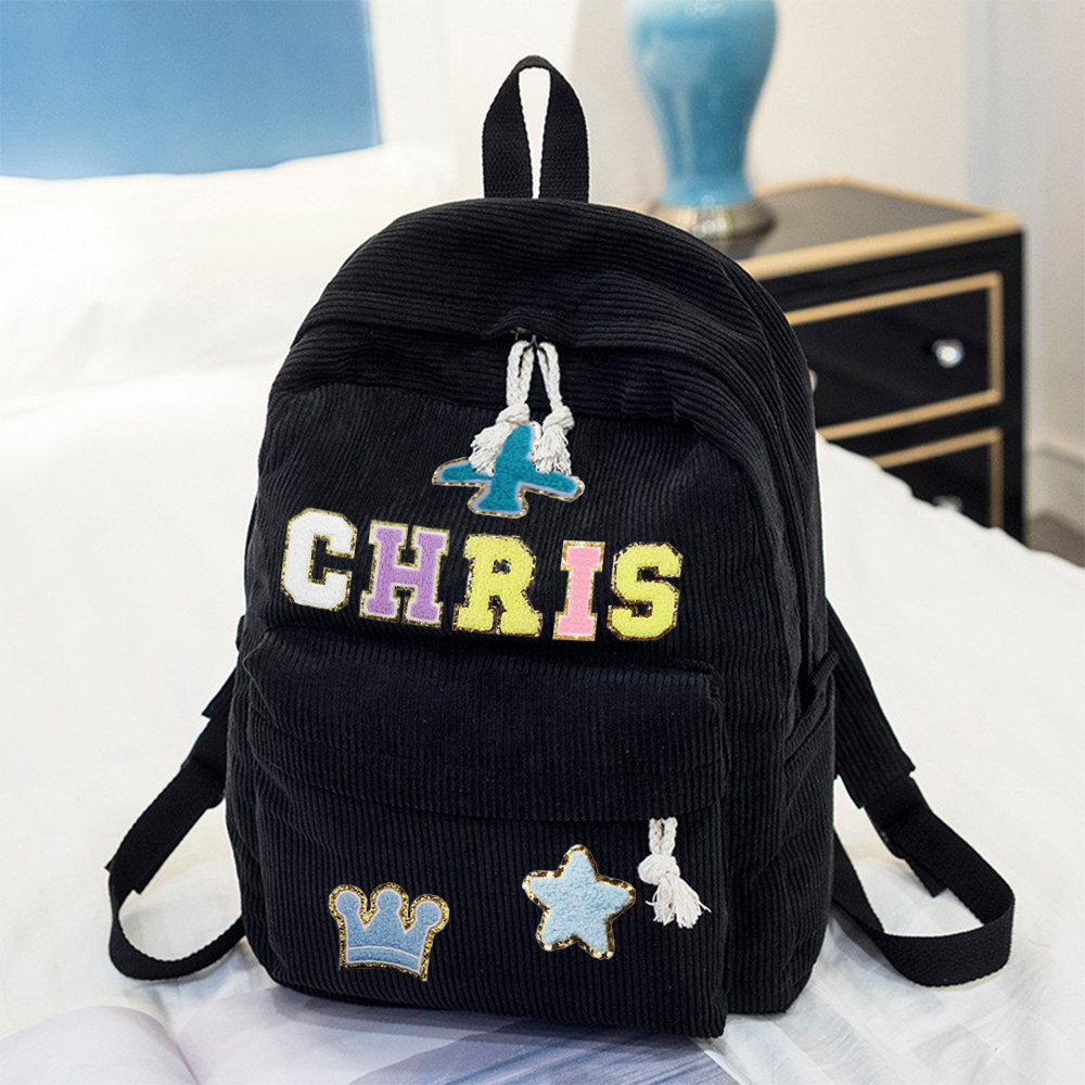 Personalized Chenille Patch Back To School  Backpack