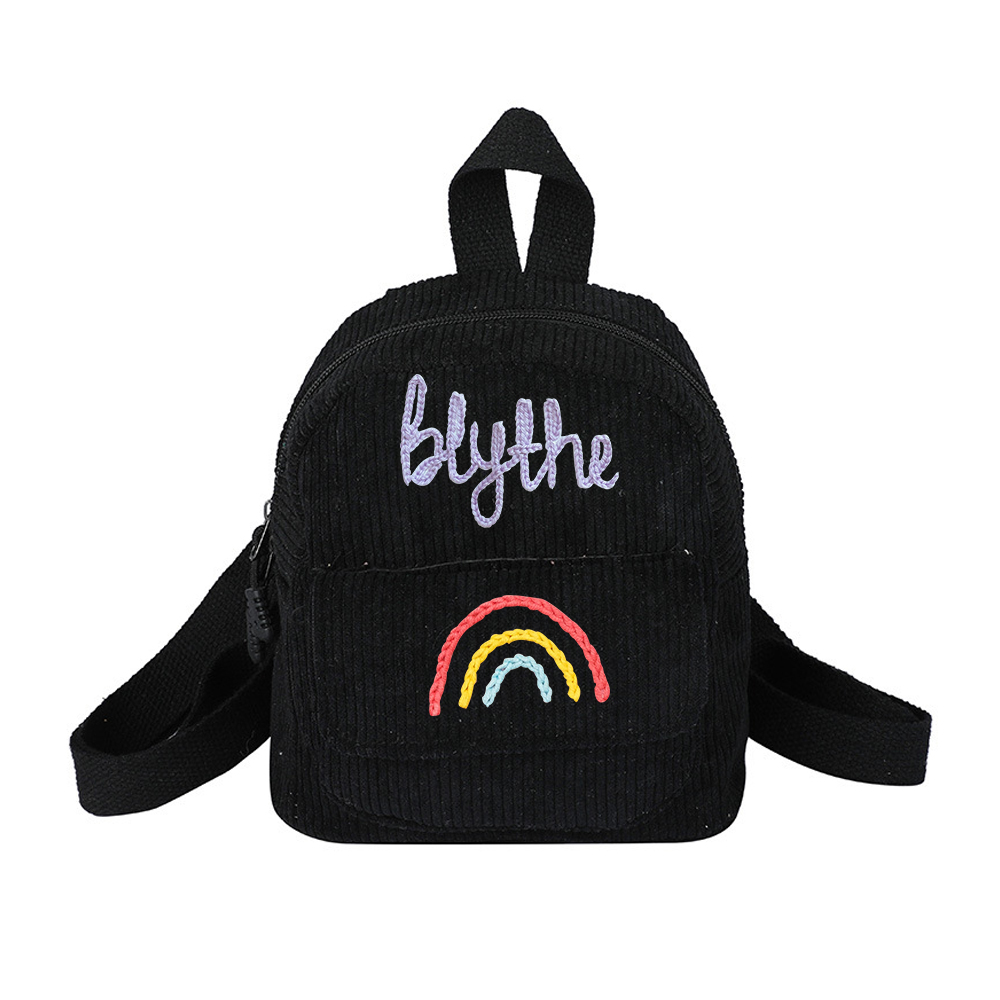 Personalized Hand Embroidery Rainbow Kid Color Backpack