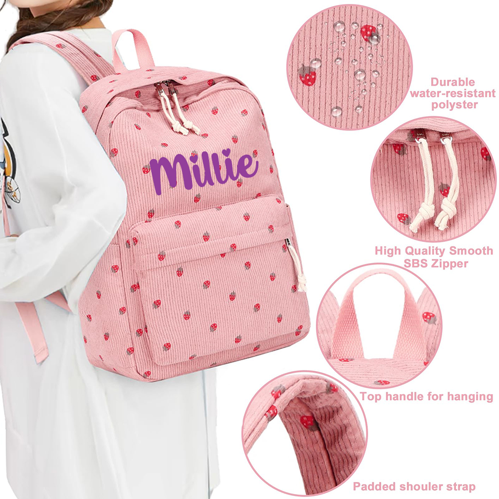 Personalized Lovely Corduroy 3 In 1 School Backpack