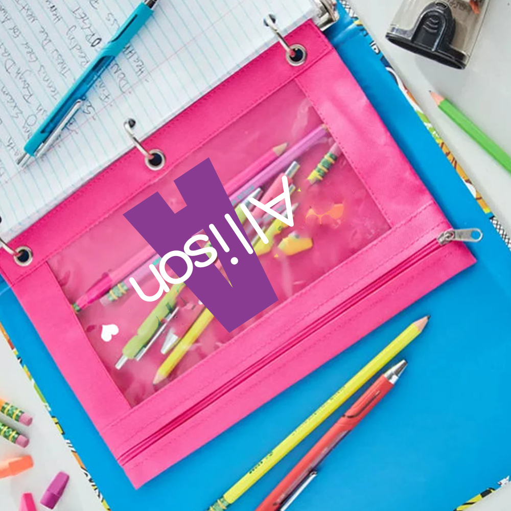 Personalized Monogrammed Canvas Zipper Kid Pencil Case