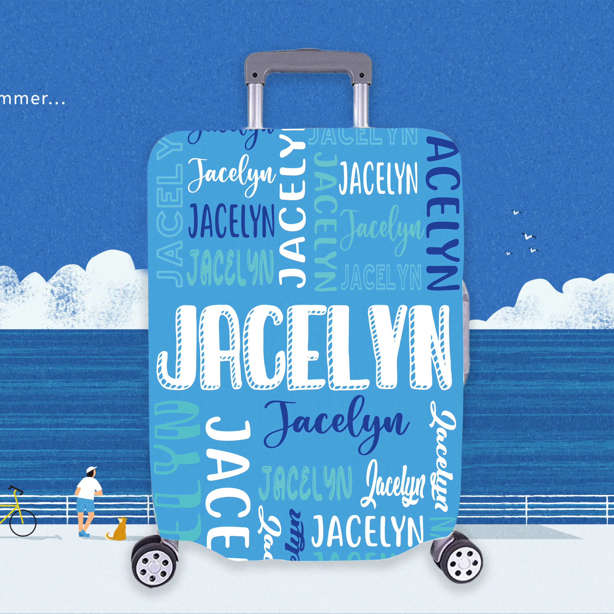 Personalized Original Monogram High-elastic Suitcase Protector Luggage Cover