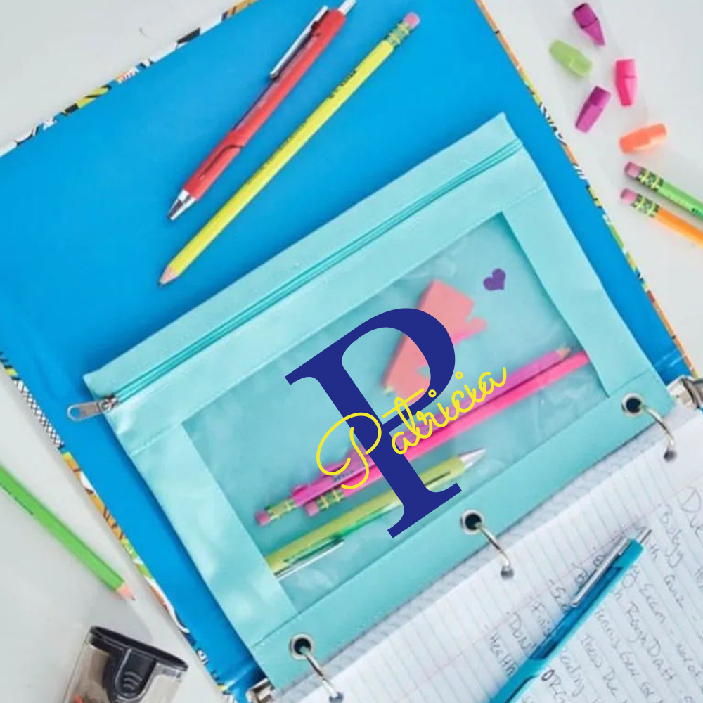 Personalized Monogrammed Canvas Zipper Kid Pencil Case