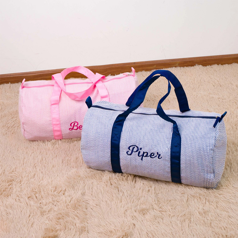 Personalized Embroidery Seersucker Duffle Bag