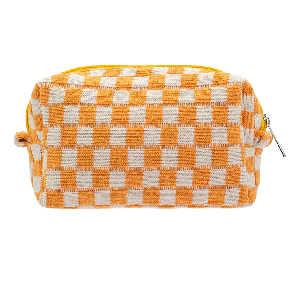 Personalized Checkered Chenille Patch Checkered Makeup Bag